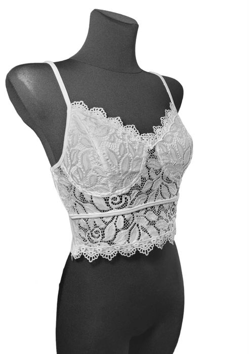 Nowy biały koronkowy top croptop 36,S Shein