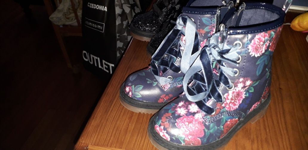 Botas novas de cano alto impermeáveis para inverno azuis com flores