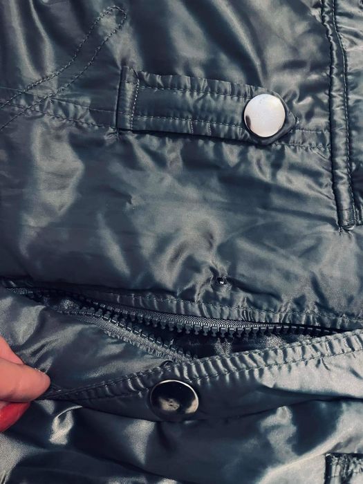 Szara srebrna kurtka zimowa z futerkiem S 36 ocieplana