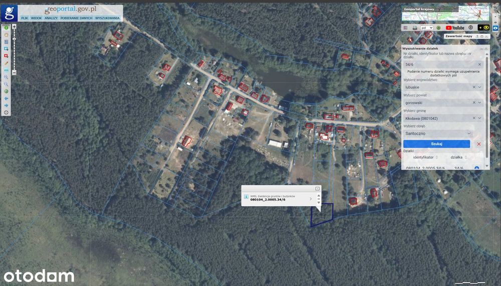 Działka budowlana przy lesie Santoczno 1687m2