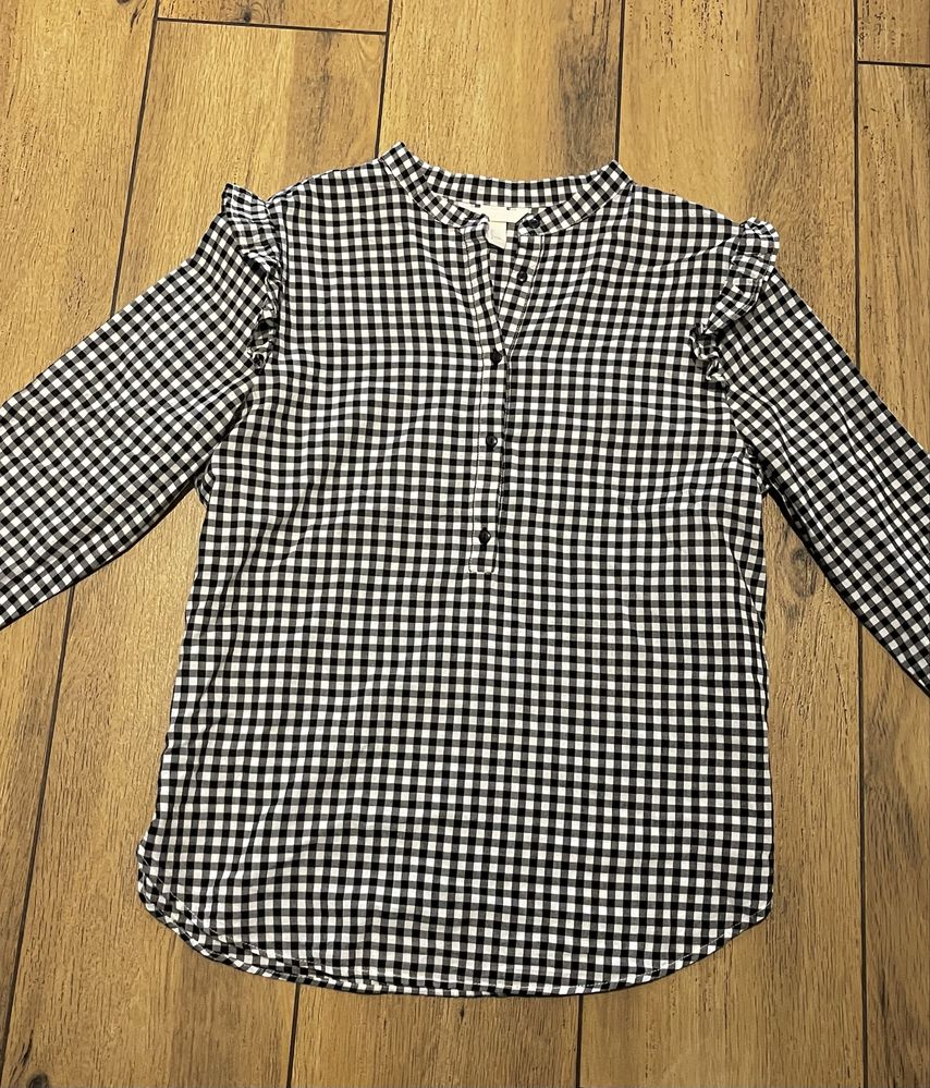 Koszula w kratę czarno biała H&M
