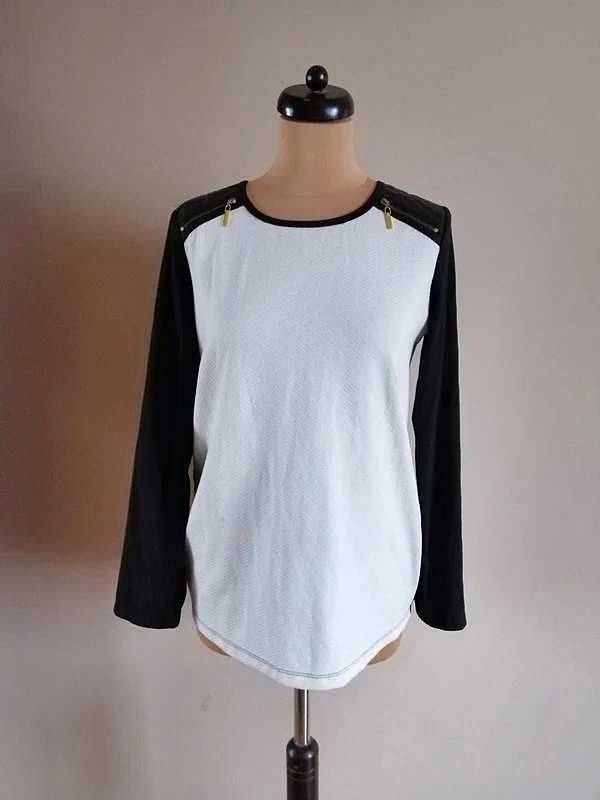 sweter bluzka tłoczone wzory zamki zip modny xxl 44 plus size +size 42