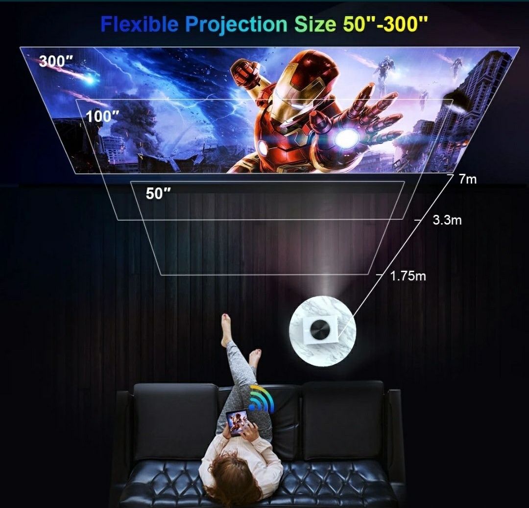 Projector led 7800 lumens + WiFi incorporado / NATIVA 1080P / Imagem a