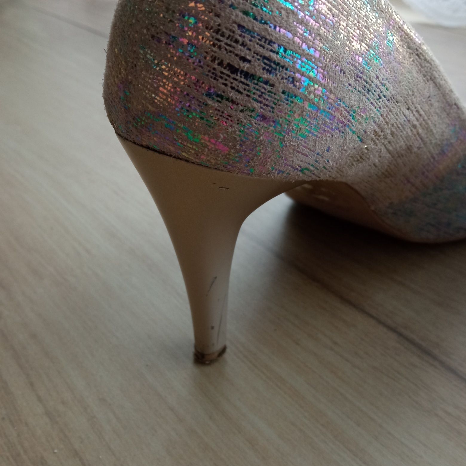 Buty holo fioletowe srebrne niebieskie różowe szpilki 36