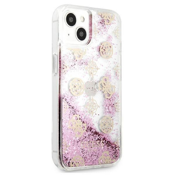 Etui Guess Peony Liquid Glitter do iPhone 13 Mini - Różowe Hardcase