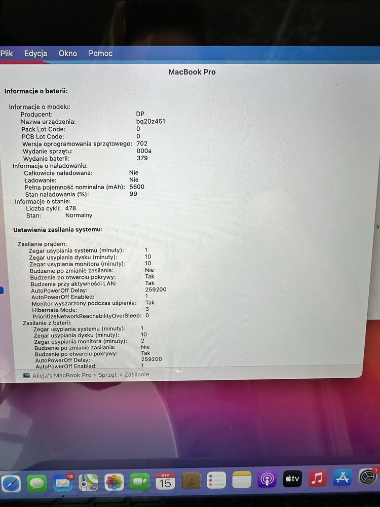 Apple Macbook pro A1502 8GB Ram ssd 256GB