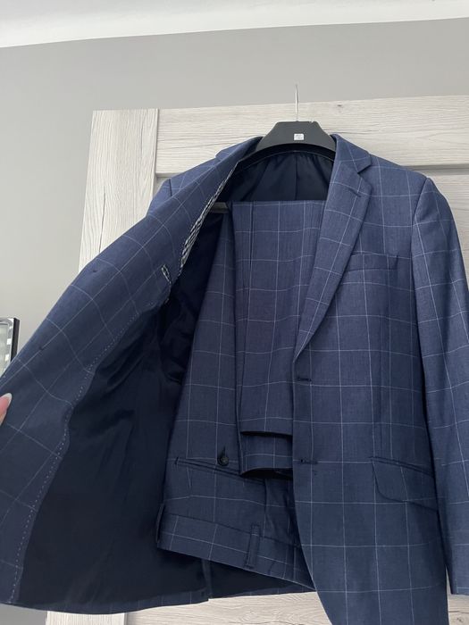 Garnitur męski slim kratka ślubny klasyka pierre cardin