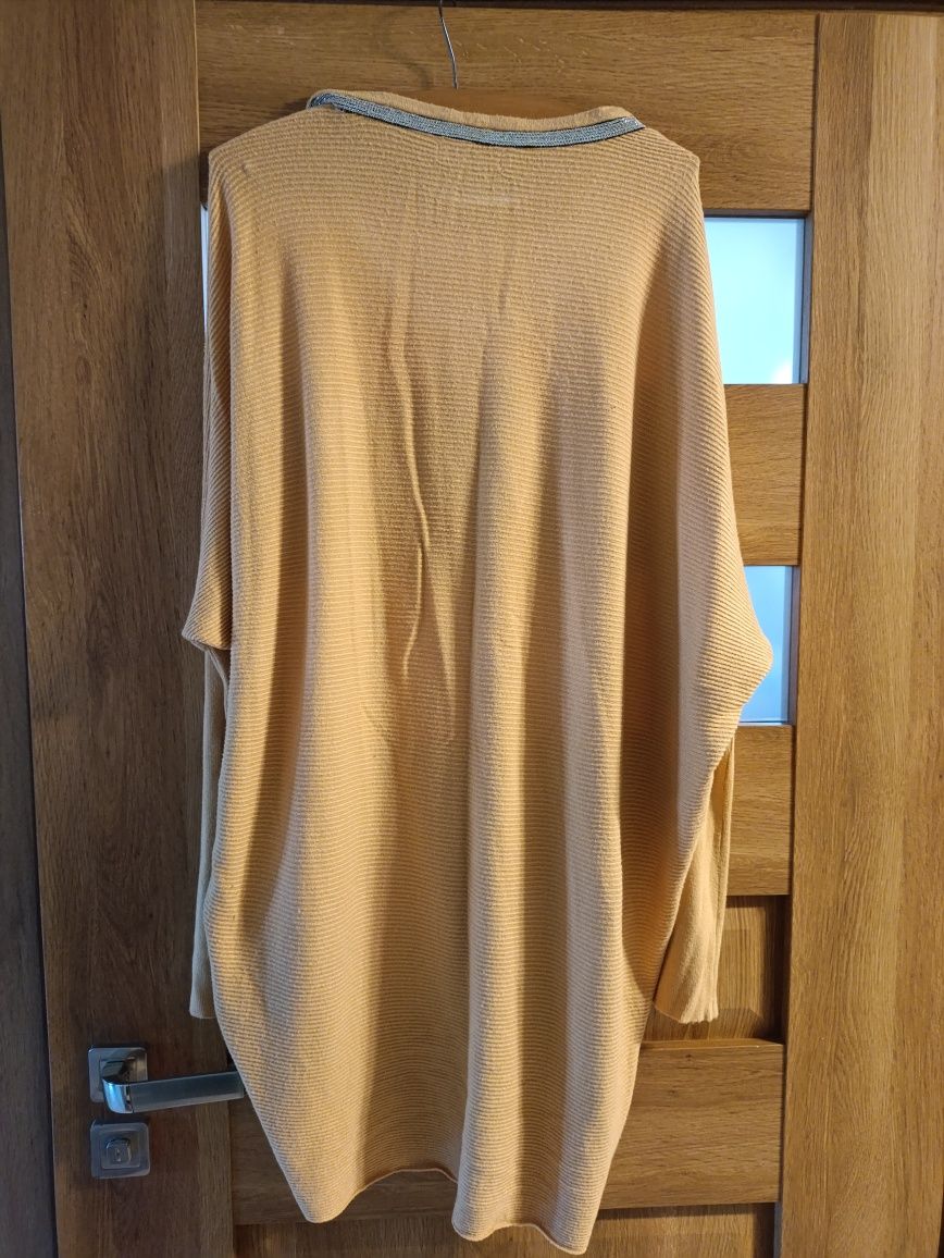 Żółta tunika sweter plus size