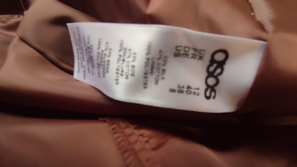 Vestido rosa,seda e algodão, com um ombro único, marca ASOS, 40