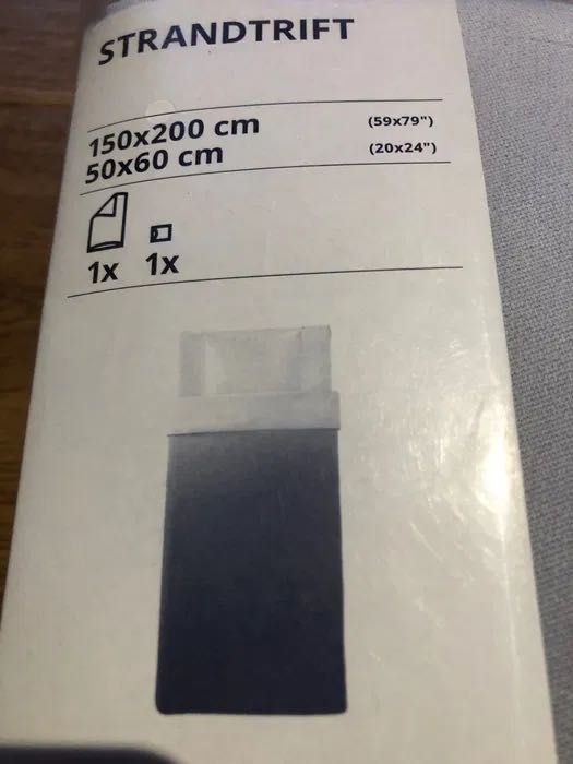 IKEA STRANDTRIFT komplet pościeli 150x200 50x60 Granatowo/biały 2szt.