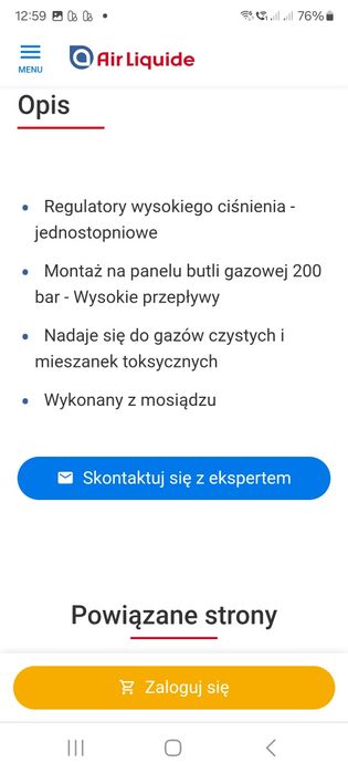 Regulator wysokiego ciśnienia Air Liquide
