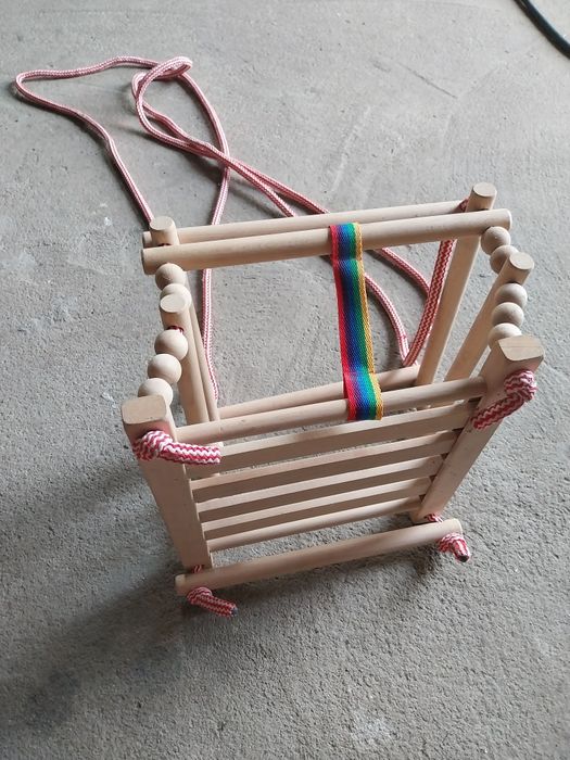 Huśtawka DREWNIANA do zawieszenia NATURALNA