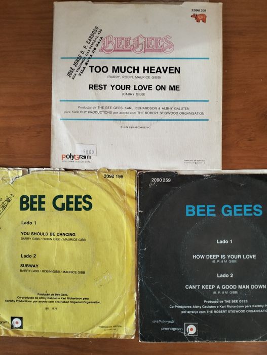 Lote de 3 singles Bee Gees