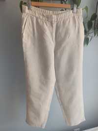 Lniane spodnie bezowe Massimo Dutti rozmiar L