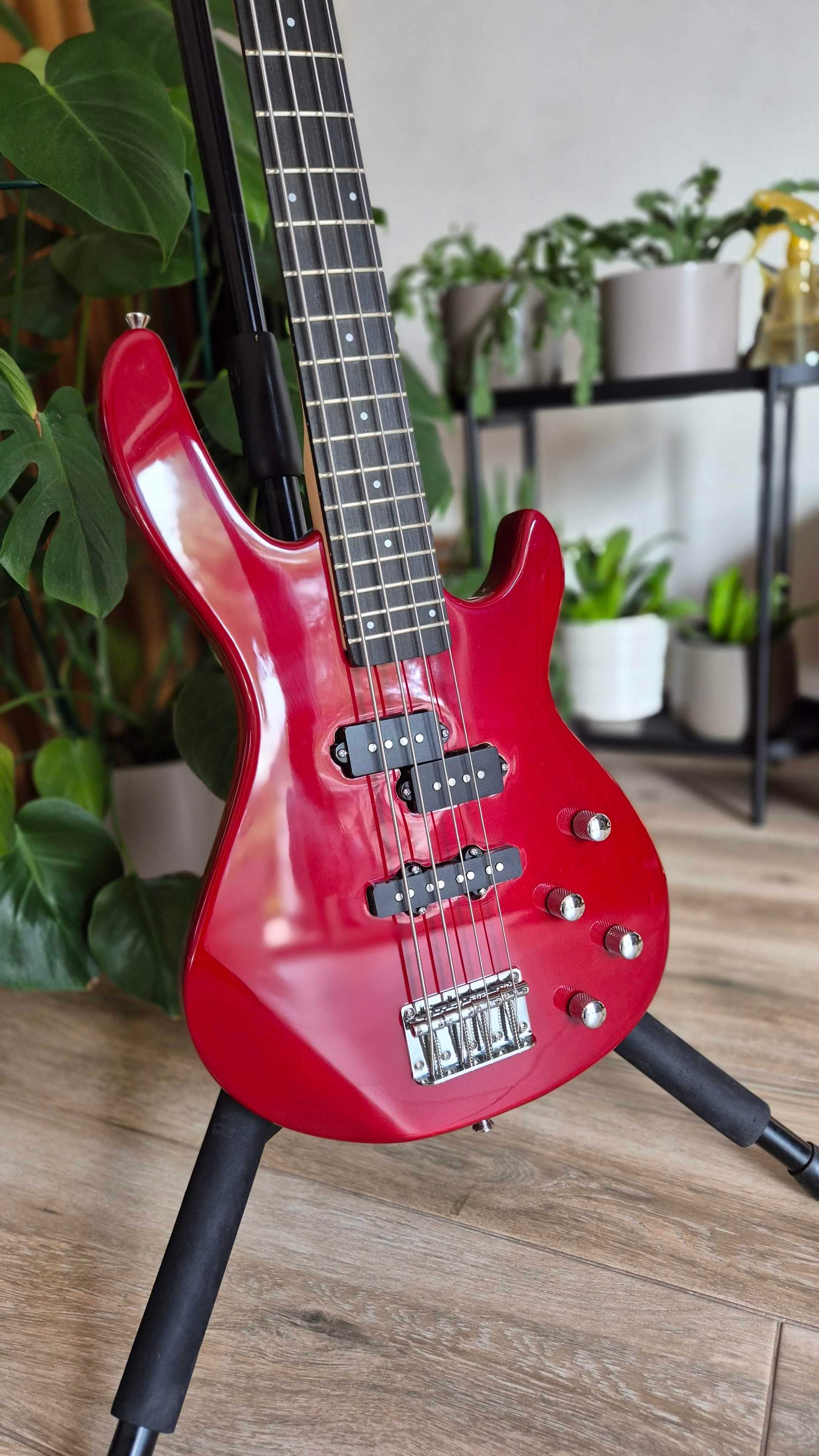 gitara basowa 4 strunowa - czerwona