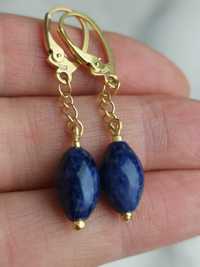 kolczyki z lapis lazuli pozłacane