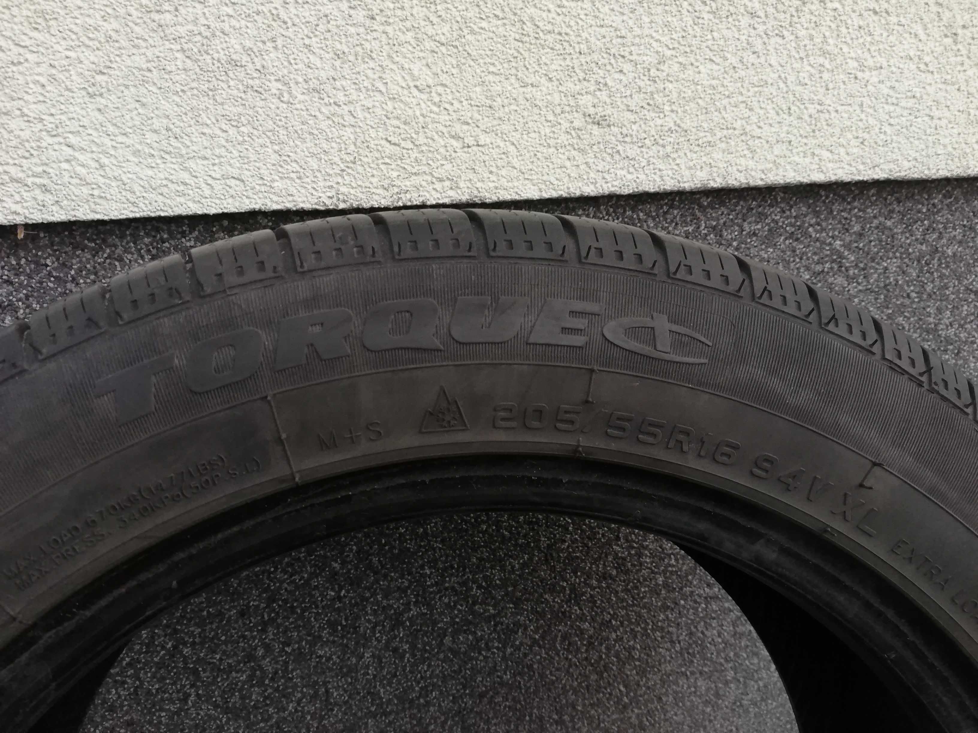 4 opony całoroczne 205/55R16, bieżnik 7,2mm i 5,6mm.