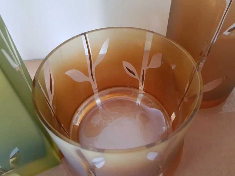 3 sztuki  wazon szkło artystyczne flakon misa arydzieło rękodzieło