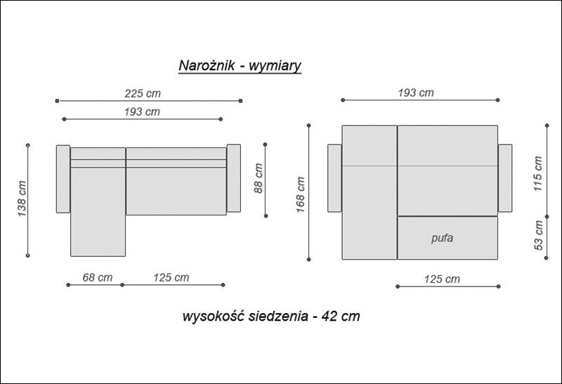Narożnik CORDOBA z funkcją spania i pojemnikiem na pościel + pufa