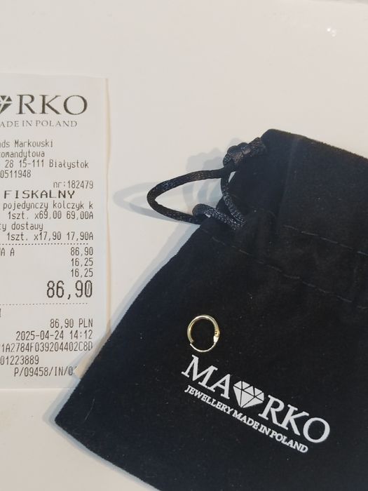 pojedyńczy kolczyk zloty 585 Marko