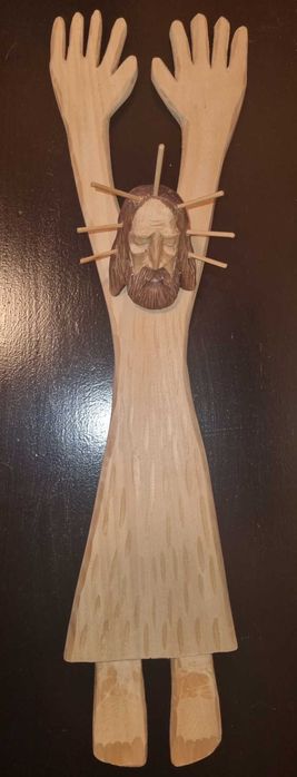 Zbawiciel | Rzeźba drewniana ludowa wisząca | Beskid Żywiecki