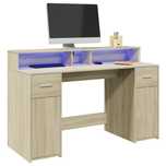 Vidaxl Biurko Z Podświetleniem Led, Dąb Sonoma, 140X55X91 Cm
