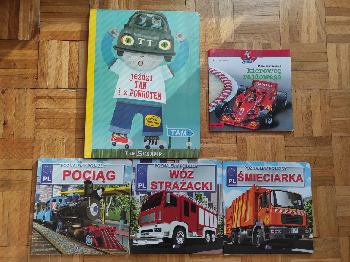 Książki dzieci auta samochody pociąg wóz strażacki