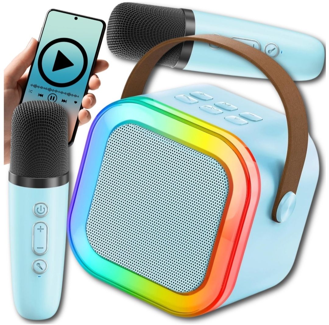 Zestaw karaoke 2 mikrofony + GŁOŚNIK bezprzewodowy Bluetooth super dzw