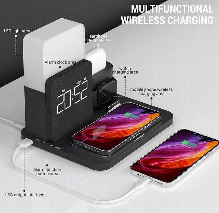 COLSUR STACJA ładująca bezprzewodowa 3 w 1 Z LAMPĄ (OPIS!)