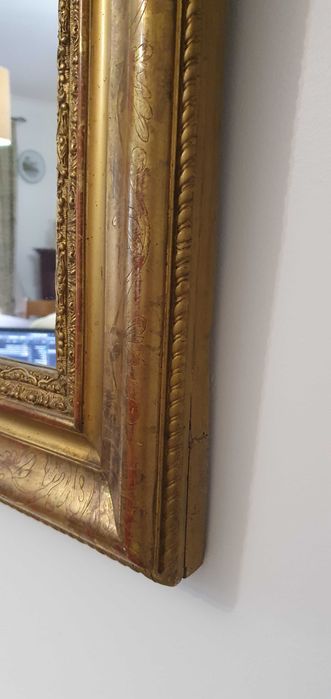 Espelho antigo moldura madeira de talha dourada, sec. XIX
