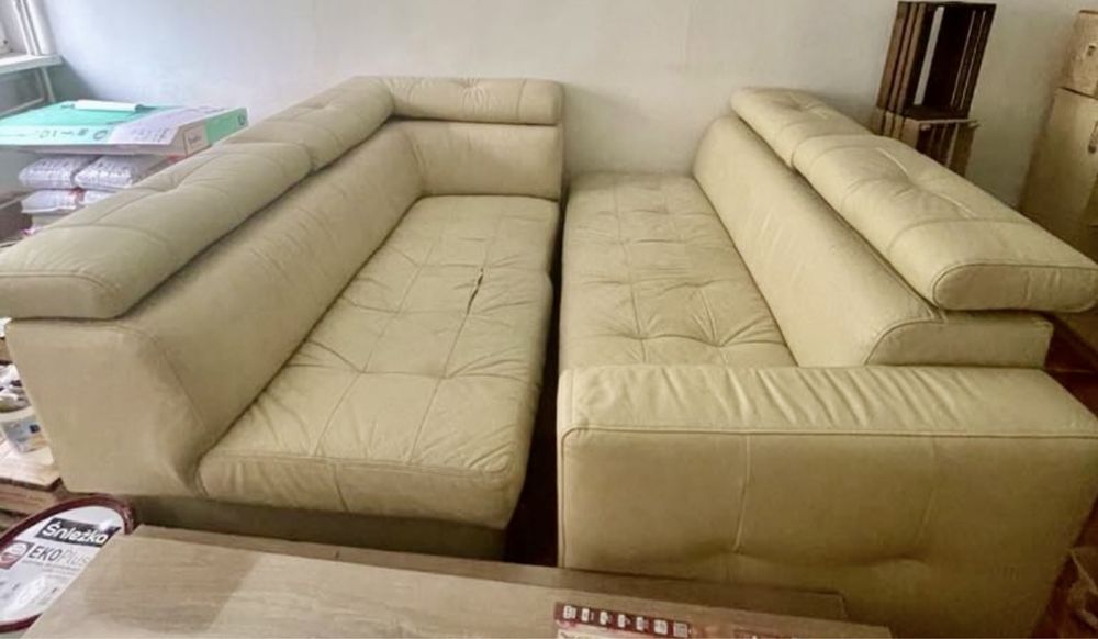 Sofa skórzana w kształcie litery L--Black Red White