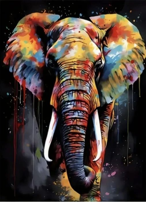 Nowoczesny obraz na płótnie 150x100 duży rama kolorowy słoń