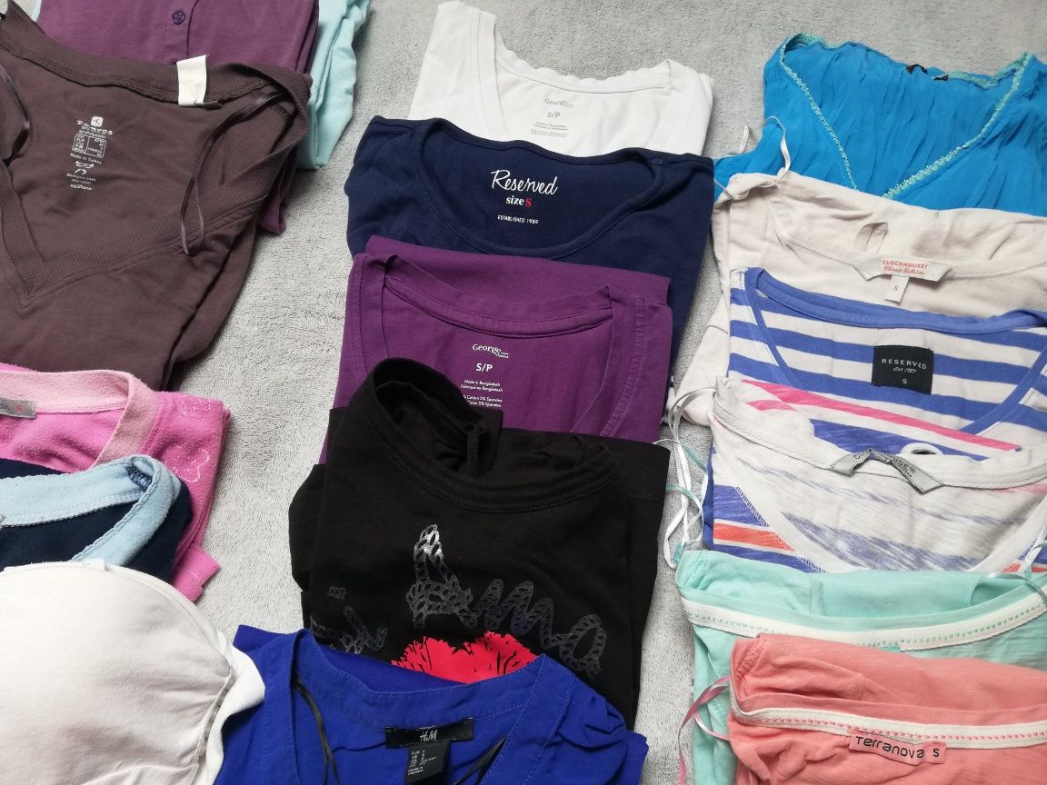 Paka 20 szt ubrań pidżama marynarka bluzka sweter koszulka t-shirt s/m