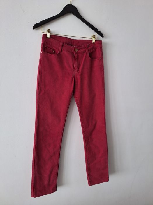 Spodnie długie burgundowe jeansowe jeansy straight damskie 38 M