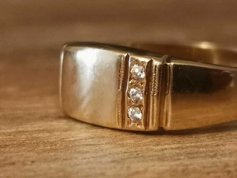 stary solidny złoty pierścionek sygnet, złoto 583 R24
