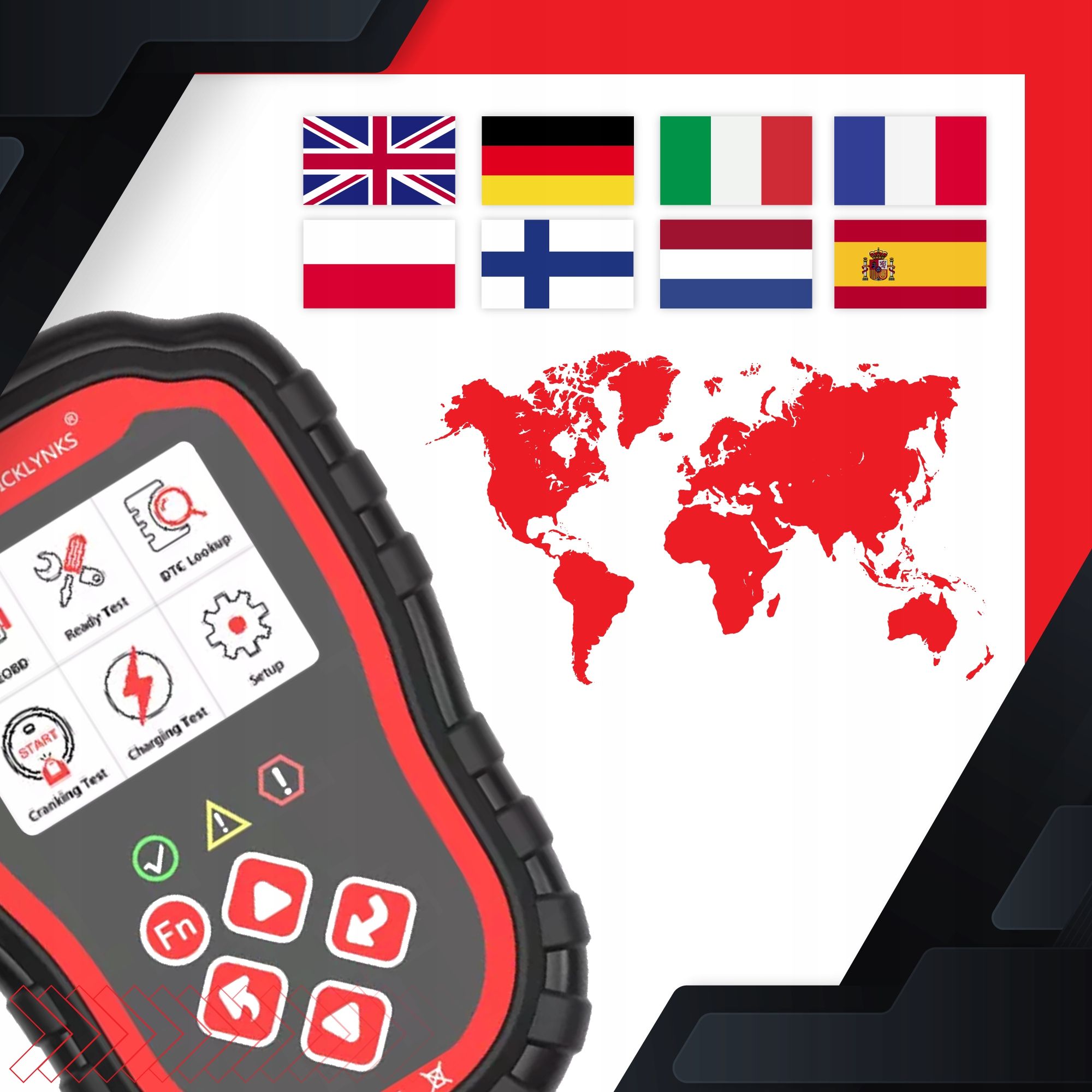 Szybki Tester OBD Tester OBD2 Diagnostyczny PL Menu Interfejs OBD