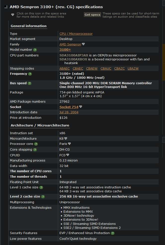 CPU AMD Sempron 3100+ (32bit, 1.8GHz, Socket 754) c/ Cooler Original