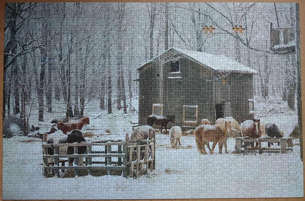 Puzzle Play Time 1000 - Konie, zagroda, zima