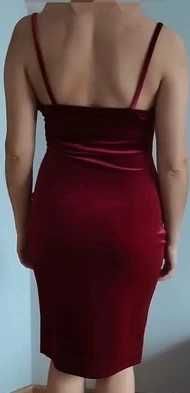 burgundowa bordowa czerwona welurowa sukienka rozmiar XS lub S