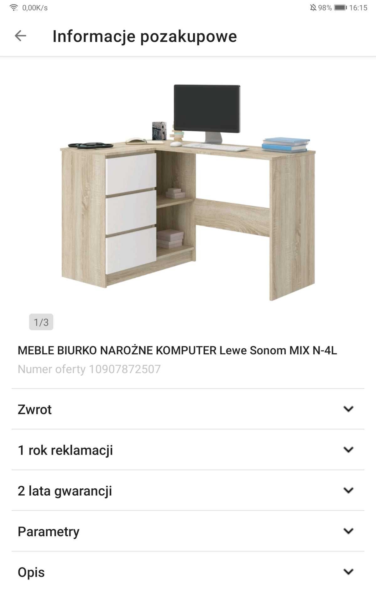 Biurko narożne + nadstawka