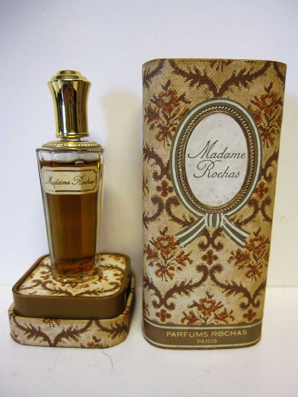 frasco de perfume francês vintage "Madame Rochas" com perfume