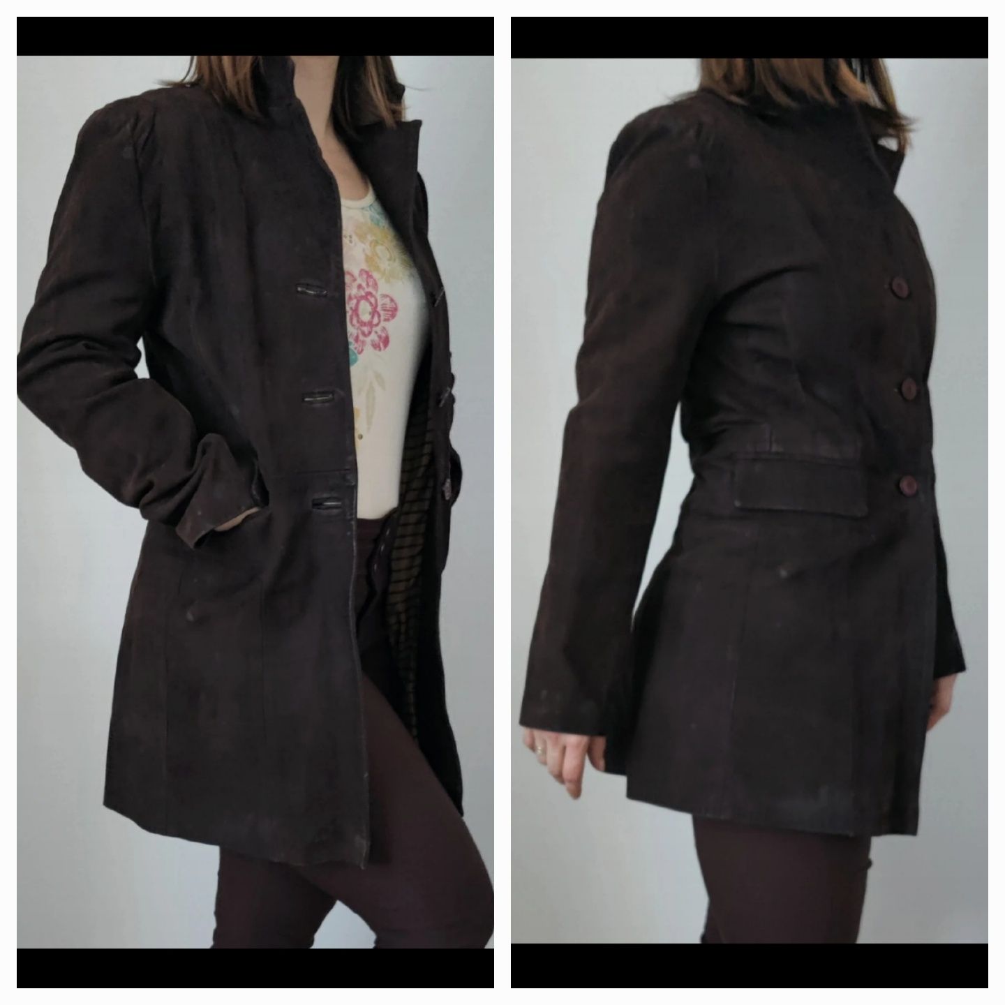 Kurtka marynarka 38 zamszowa skórzana płaszcz brązowy natural leather