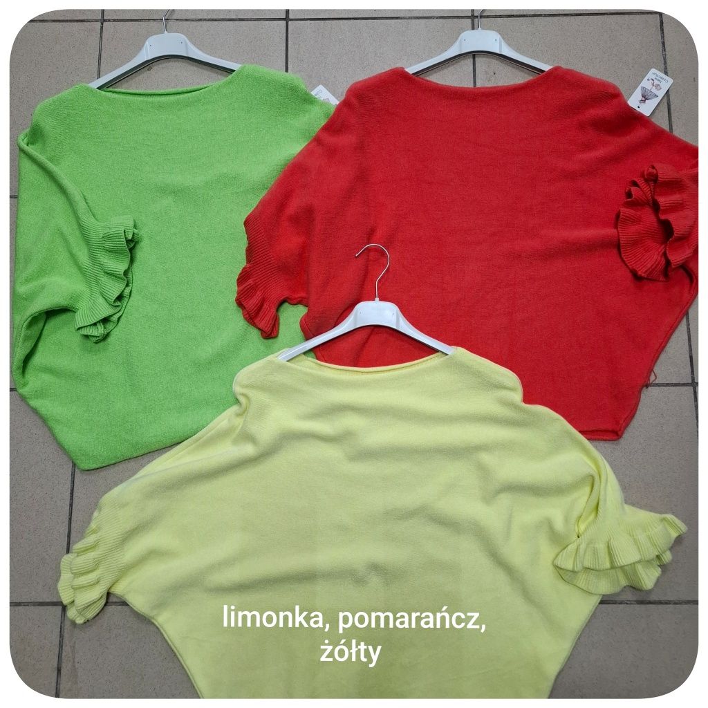 Sweter z rekaw falbanka,
