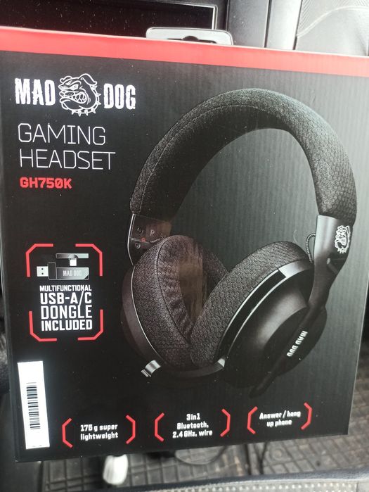 NOWE Słuchawki gamingowe MadDog GH750k bezprzewodowe dla gracza