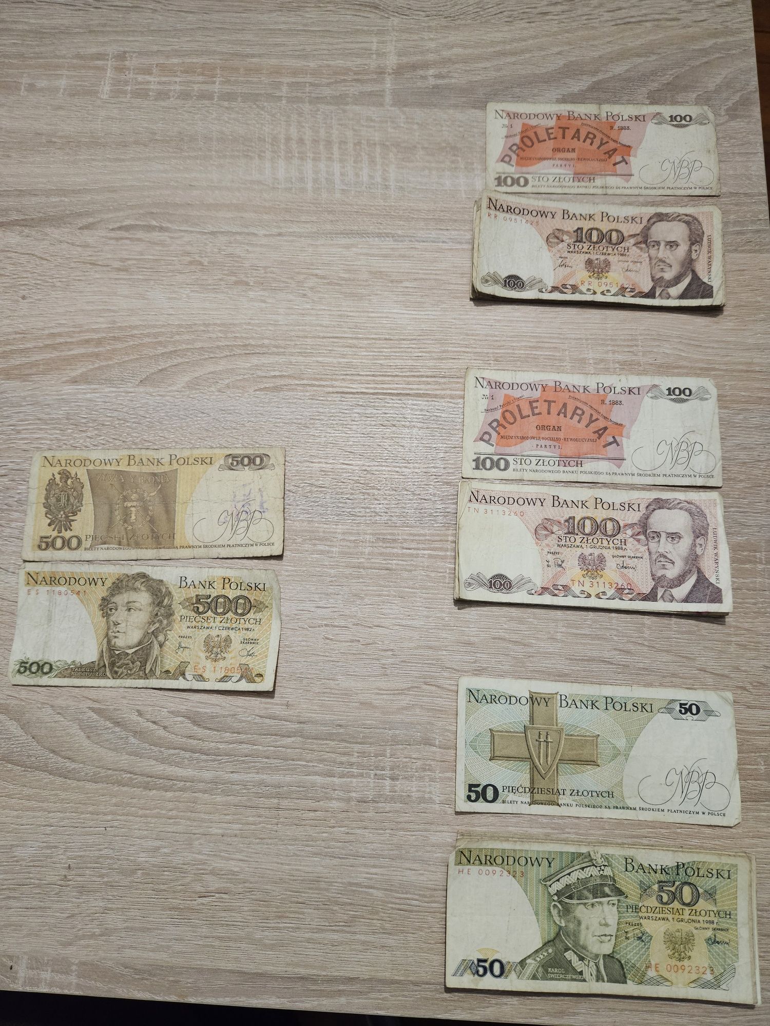 Stare banknoty rok 82, 86, 88. Łącznie 6 100zl