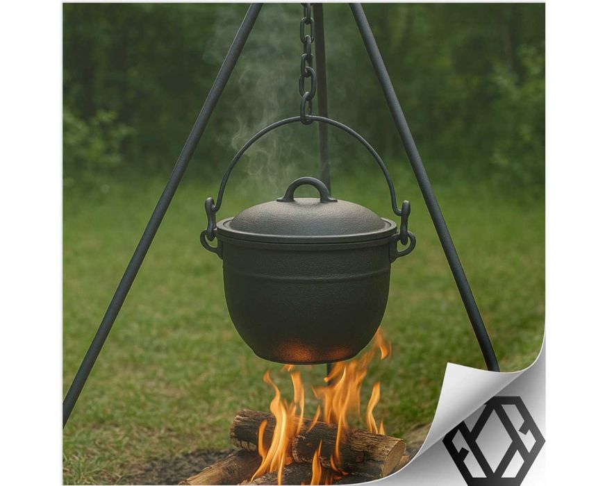 Kociołek Żeliwny 8L Myśliwski Garnek Węgierski Na Ognisko Grill