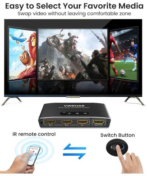 Switch HDMI 3 entradas - 4K