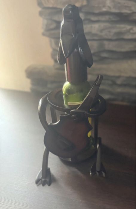 Drewniany mini bar stojak na butelki wina-kieliszki 48tknd