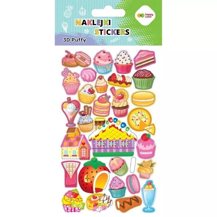 Naklejki 3D Puffy Sweets 10x20cm HAPPY COLOR. GDD. Nowy Produkt
