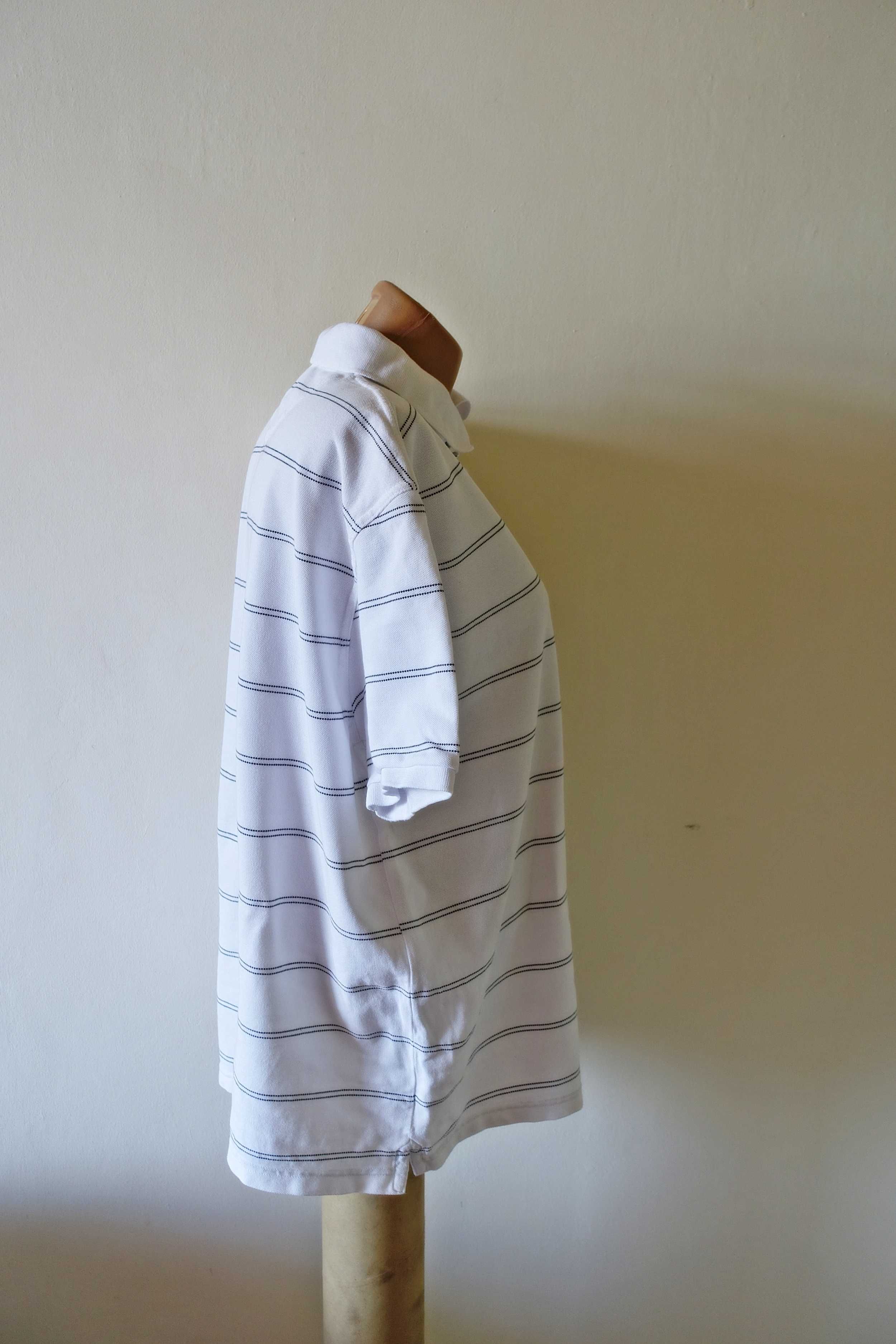 Polo koszulka męska biała z kolorowymi dodatkami rozmiar 2XL.